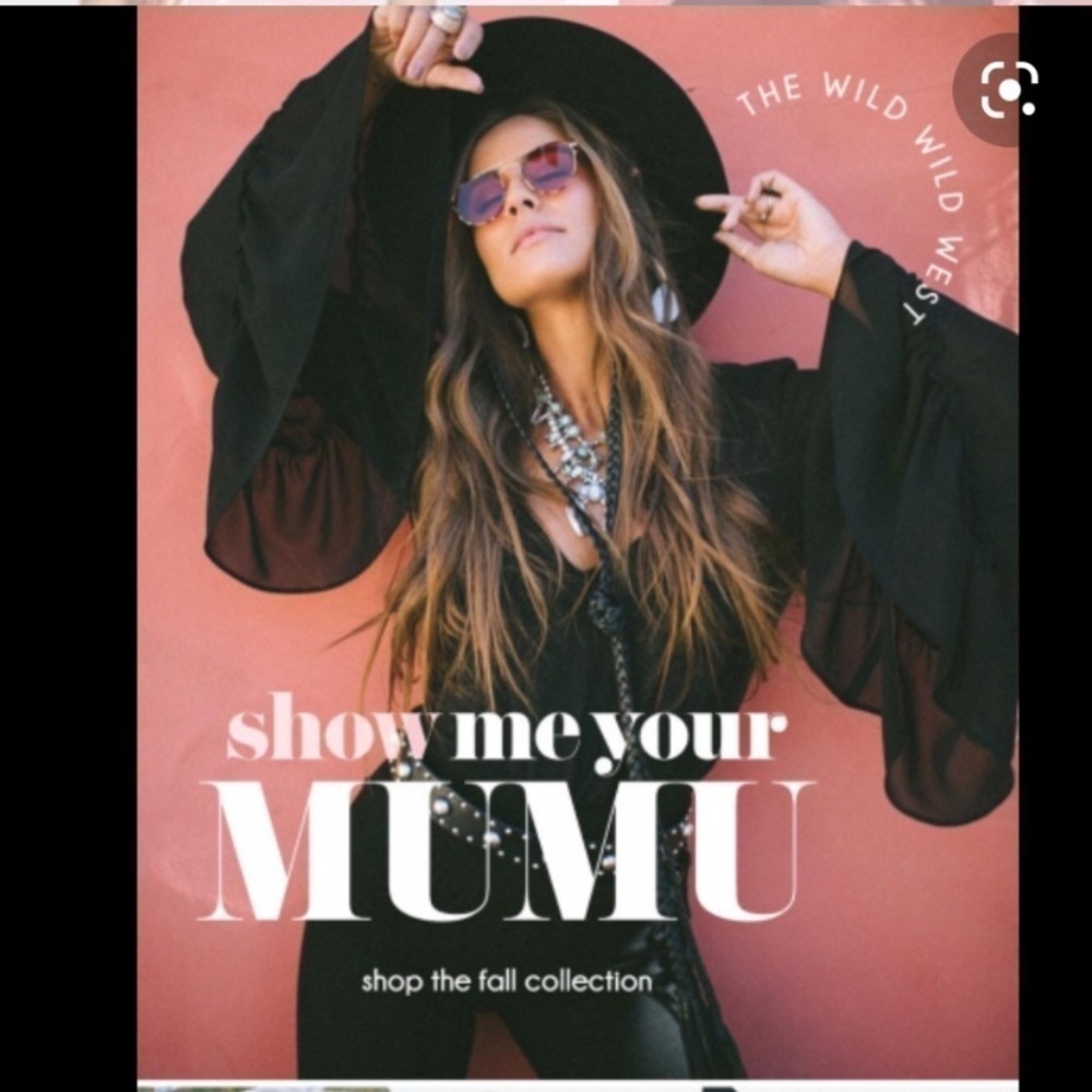 Show Me Your Mumu Nicolette Sheer Black Blouse Wide Sleeve Boho Western XS - Picture 6 of 8